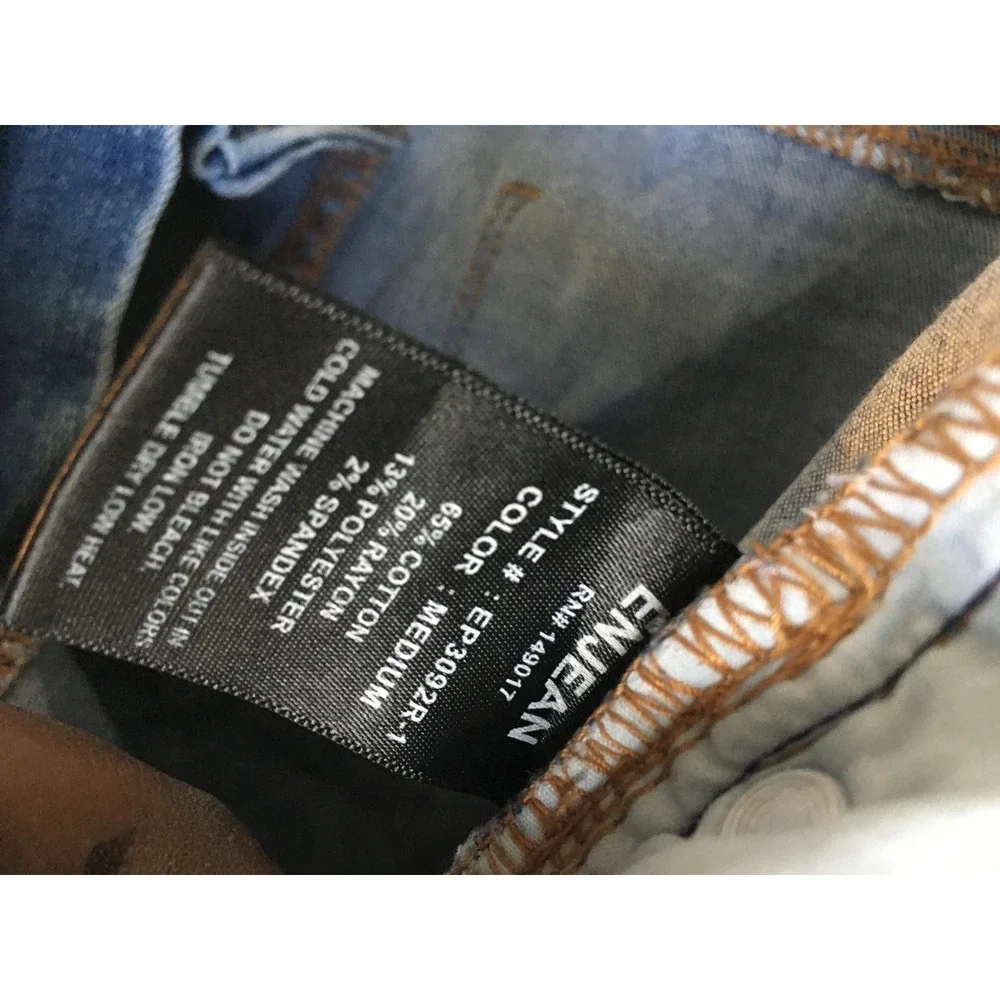 Enjean Denim Co Mens Distressed Skinny Jeans Medium Wash Ripped EP3092R-1 29x27